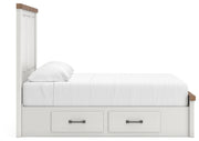 Savonport White/Brown Queen Panel Bed with Storage - B4615B12