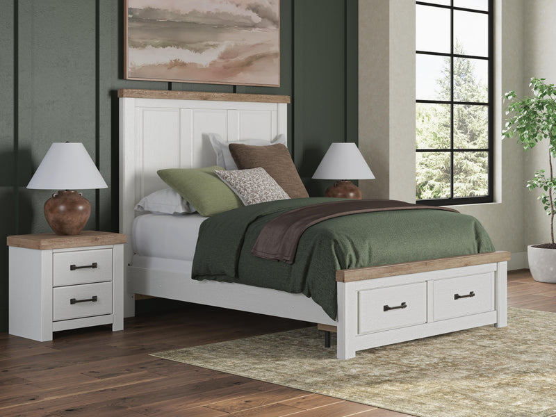 Savonport White/Brown Queen Panel Storage Bed - B4615B7