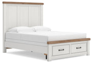 Savonport White/Brown Queen Panel Storage Bed - B4615B7