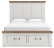 Savonport White/Brown Queen Panel Storage Bed - B4615B7