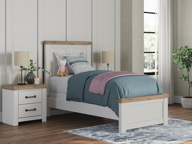 Savonport White/Brown Twin Panel Bed - B4615B2