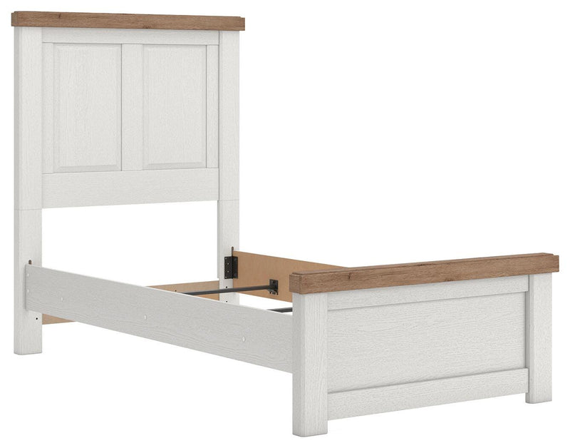 Savonport White/Brown Twin Panel Bed - B4615B2