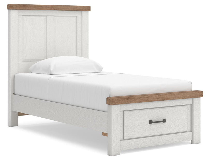 Savonport White/Brown Twin Panel Storage Bed - B4615B5
