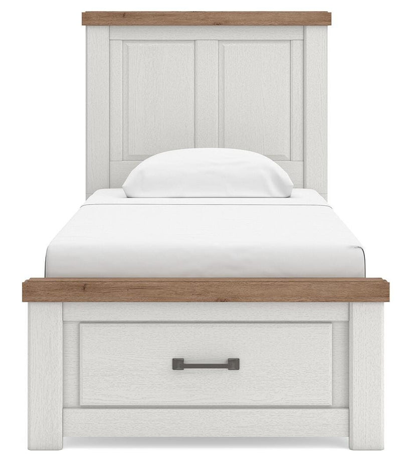 Savonport White/Brown Twin Panel Storage Bed - B4615B5