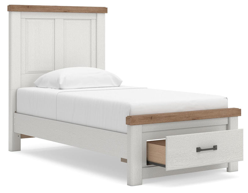 Savonport White/Brown Twin Panel Storage Bed - B4615B5