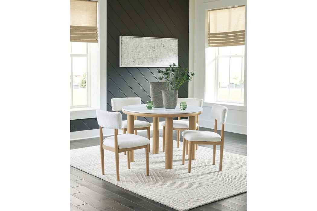 Sawdyn Light Brown Dining Table and 4 Chairs - Gate FurnitureDining Room Set