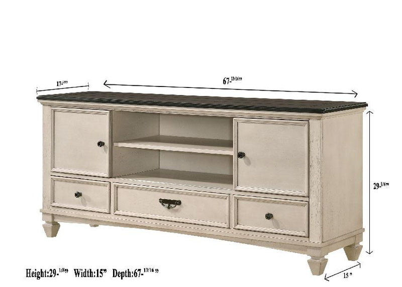 Saywer Antique 68" White/Brown TV Stand - Lara FurnitureTV Stand