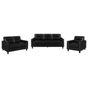 Scotland 3-piece Faux Leather Upholstered Sofa Set Black - 504664-S3
