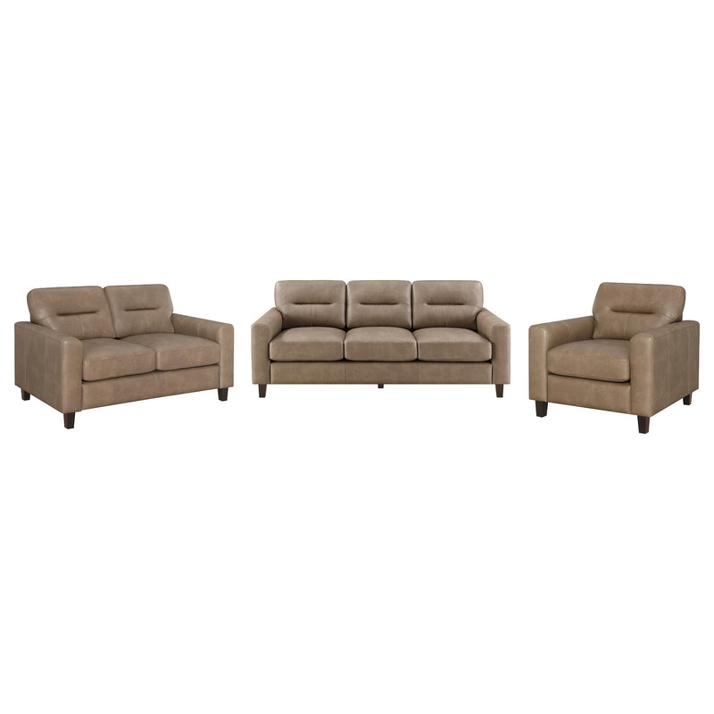 Scotland 3-piece Faux Leather Upholstered Sofa Set Brown - 504667-S3