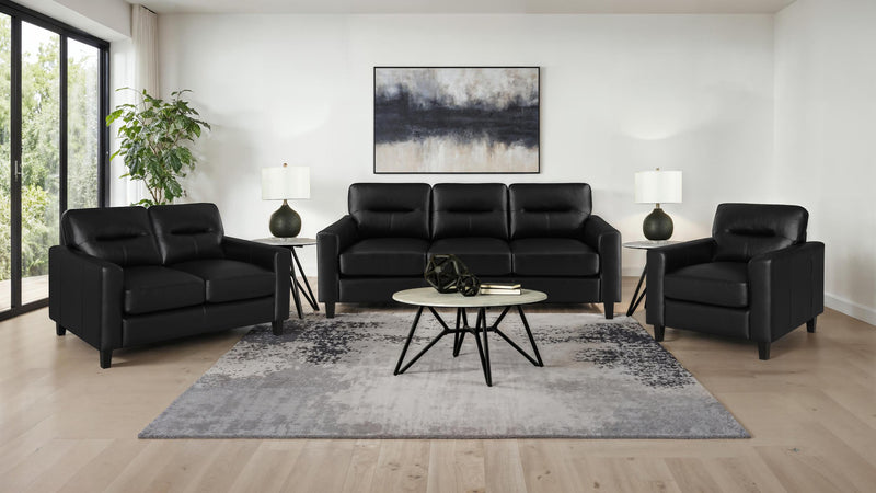 Scotland Faux Leather Upholstered Track Arm Chair Black - 504666