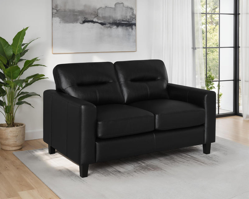 Scotland Faux Leather Upholstered Track Arm Loveseat Black - 504665