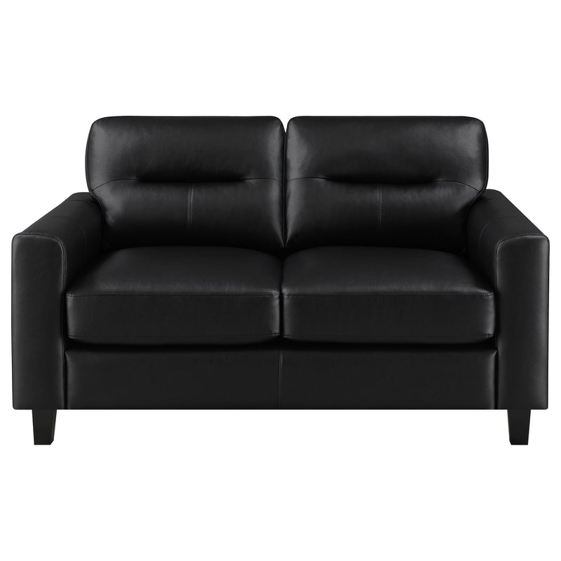 Scotland Faux Leather Upholstered Track Arm Loveseat Black - 504665