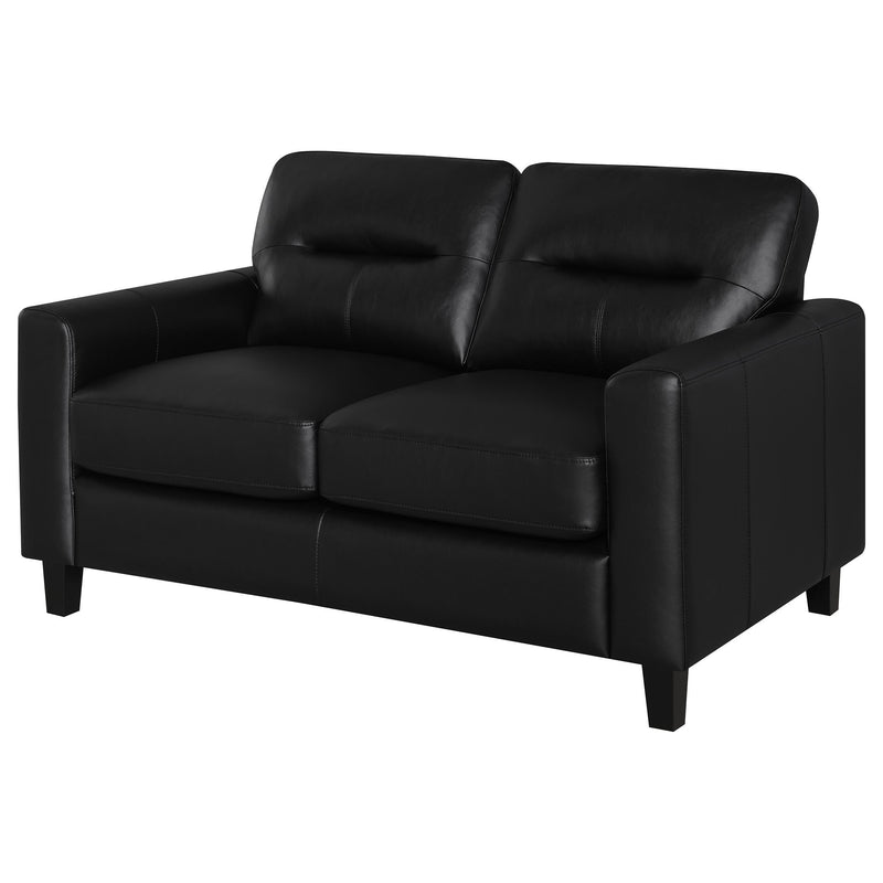 Scotland Faux Leather Upholstered Track Arm Loveseat Black - 504665