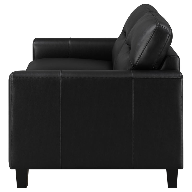 Scotland Faux Leather Upholstered Track Arm Loveseat Black - 504665