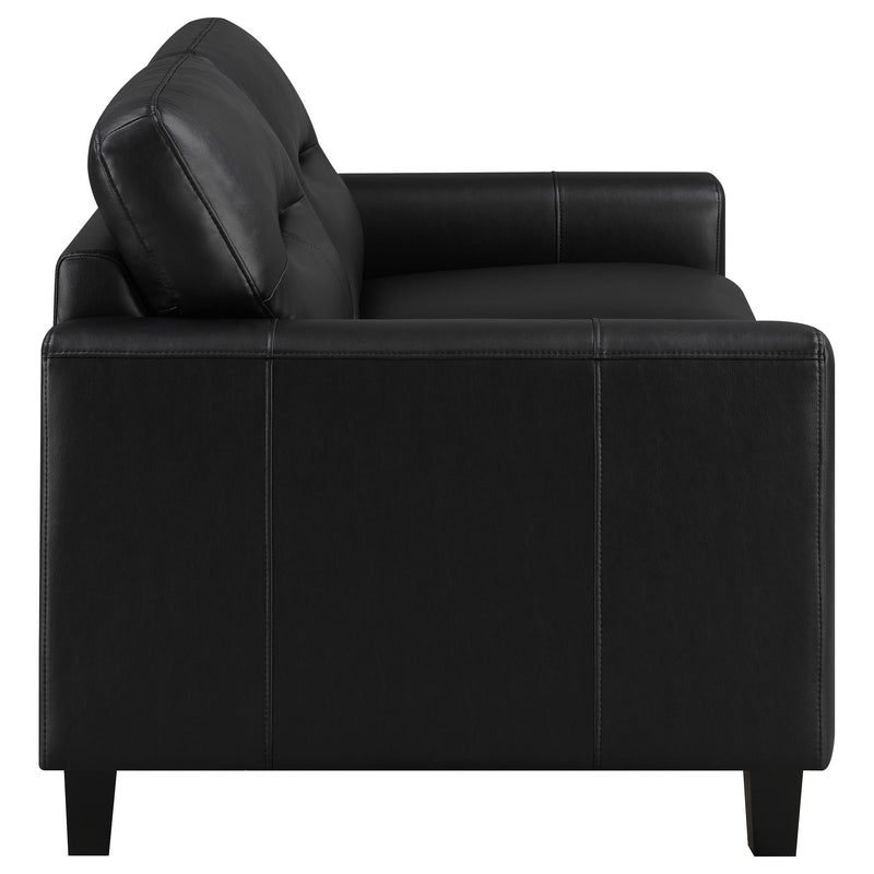 Scotland Faux Leather Upholstered Track Arm Loveseat Black - 504665