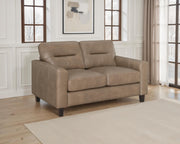 Scotland Faux Leather Upholstered Track Arm Loveseat Brown - 504668