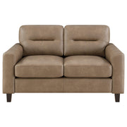 Scotland Faux Leather Upholstered Track Arm Loveseat Brown - 504668