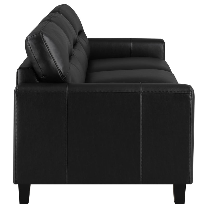 Scotland Faux Leather Upholstered Track Arm Sofa Black - 504664