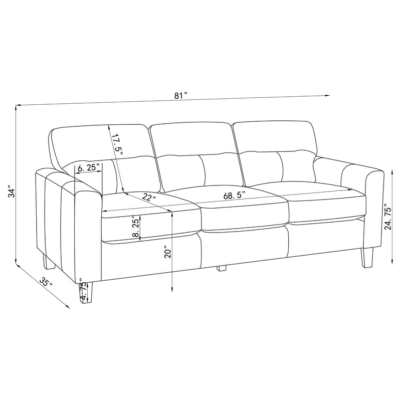 Scotland Faux Leather Upholstered Track Arm Sofa Brown - 504667