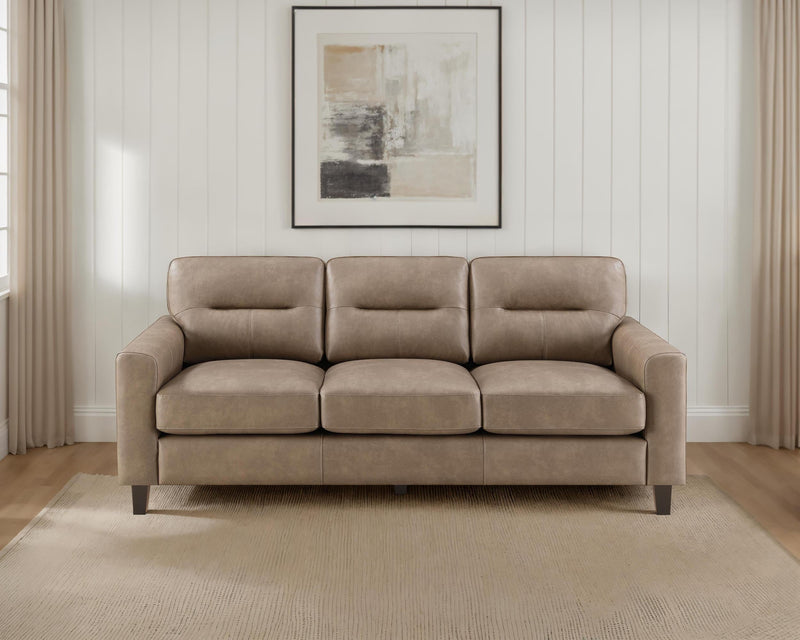 Scotland Faux Leather Upholstered Track Arm Sofa Brown - 504667