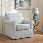 Searcy White/Navy Swivel Glider Accent Chair - A3000853
