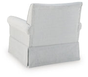 Searcy White/Navy Swivel Glider Accent Chair - A3000853