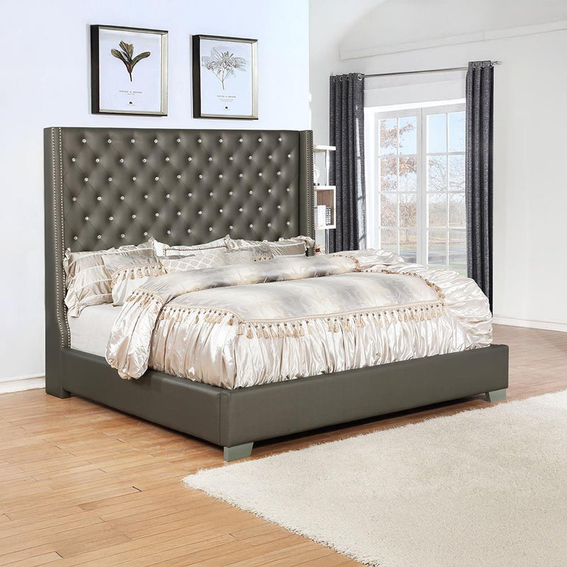 Sedona - Bed (B134), Upholstered, PU, Charcoal Queen Each - B134-Q-Bed
