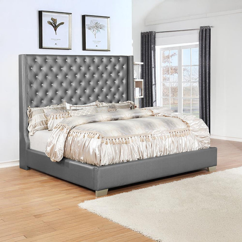 Sedona - Bed (B134), Upholstered, PU, Gray King Each - B135-K-Bed