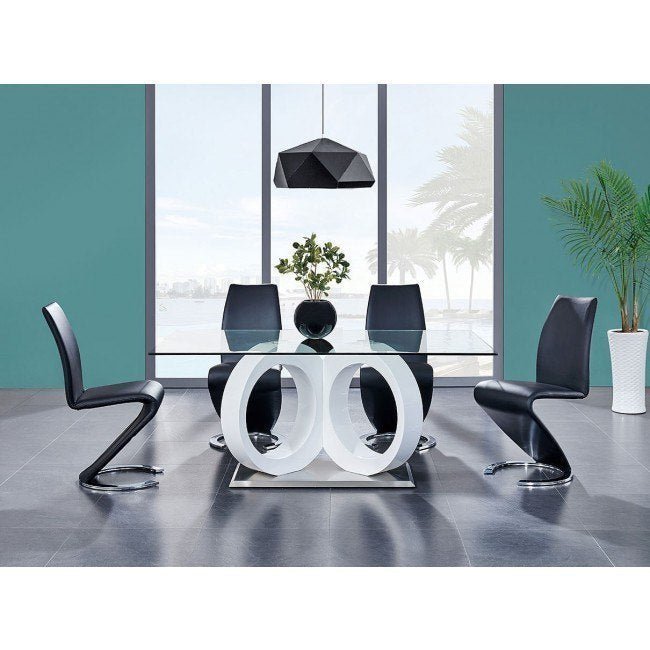 Seminole Glass Top Table & Black PU Chair Dining Set - Lara FurnitureDining Room Set