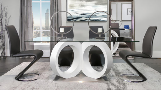 Seminole Glass Top Table & Black PU Chair Dining Set - Lara FurnitureDining Room Set
