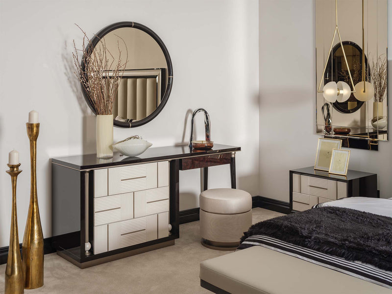 Senato Bedroom (Queen Frame With Headboard & Dresser With Mirror & Ottoman & 2 Nightstand & Bench) - 200-GAB-SEN-QB-SET