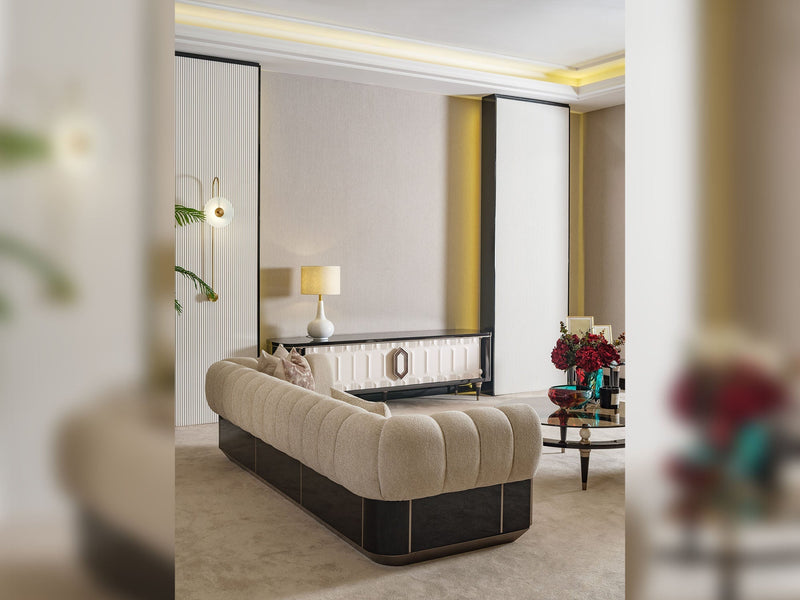 Senato Stationary Four Seat Sofa in Cream - 200-GAB-SEN-4