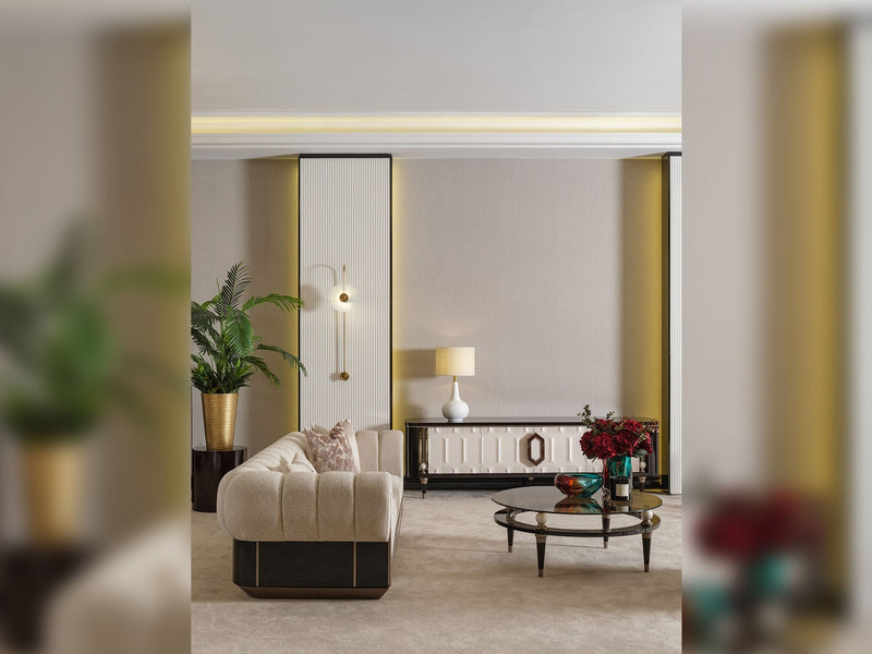 Senato Stationary Four Seat Sofa in Cream - 200-GAB-SEN-4