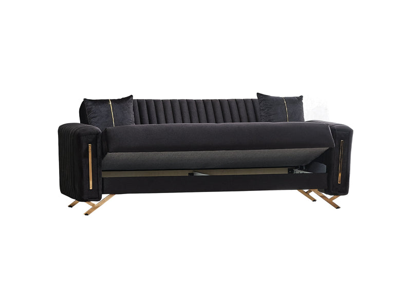 Senfoni 3-pieces (Sofa & Loveseat & Chair) Livingroom Set Black in Black - 101-SEN-LV900-321