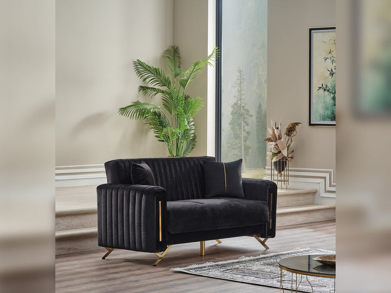 Senfoni Convertible Loveseat Black in Black - 101-SEN-LV900-2