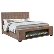 Senna Upholstered California King Audio Flame Visualizer Bed Brown - 305811KW