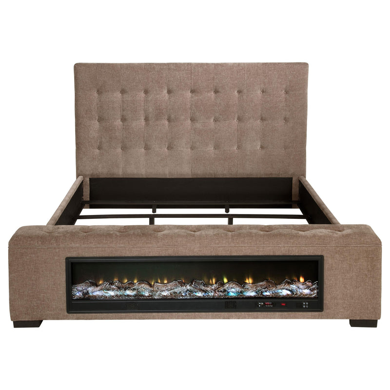 Senna Upholstered California King Audio Flame Visualizer Bed Brown - 305811KW