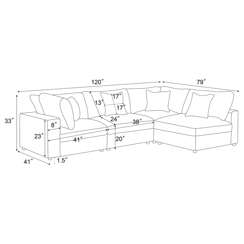 Serene 4-piece Upholstered Modular Sectional Sofa Beige - 551321-SETA