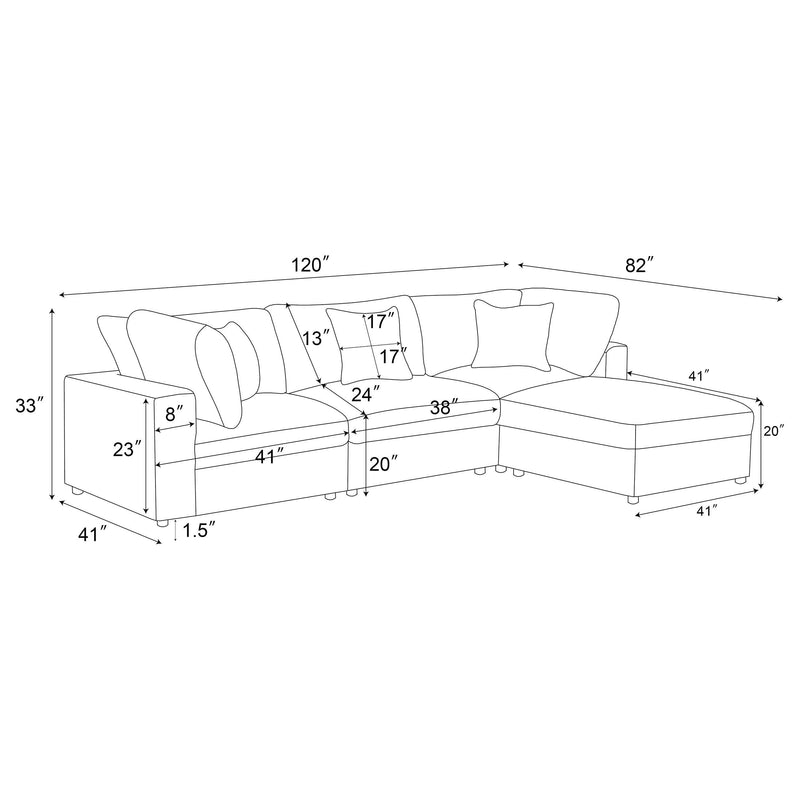 Serene 4-piece Upholstered Modular Sectional Sofa Charcoal - 551324-SETB