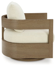 Serene Bay 2 Outdoor Lounge Chairs with End Table in Dark Brown/White from Ashley - Lara Furniture