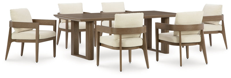 Serene Bay Outdoor Dining Table and 6 Chairs in Dark Brown from Ashley - Lara Furniture