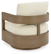 Serene Bay Outdoor Sofa and 2 Chairs with Coffee Table in Dark Brown/White from Ashley - Lara Furniture