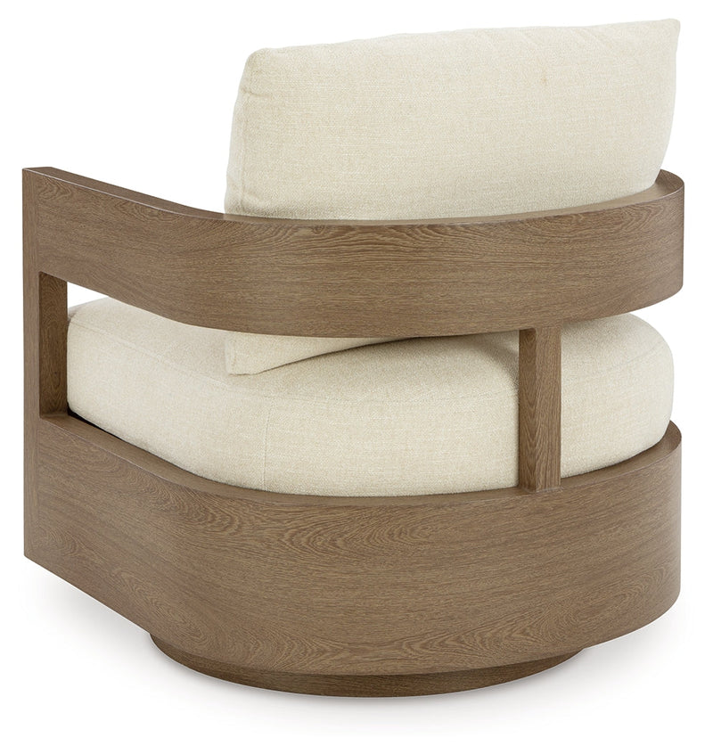 Serene Bay Outdoor Sofa and 2 Chairs with Coffee Table in Dark Brown/White from Ashley - Lara Furniture