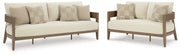 Serene Bay Outdoor Sofa and Loveseat in Dark Brown/White from Ashley - Lara Furniture