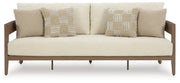 Serene Bay Outdoor Sofa and Loveseat in Dark Brown/White from Ashley - Lara Furniture