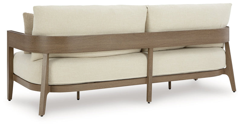 Serene Bay Outdoor Sofa and Loveseat in Dark Brown/White from Ashley - Lara Furniture