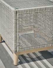 Seton Creek 2 Outdoor Lounge Chairs with End Table in Gray from Ashley - Lara Furniture