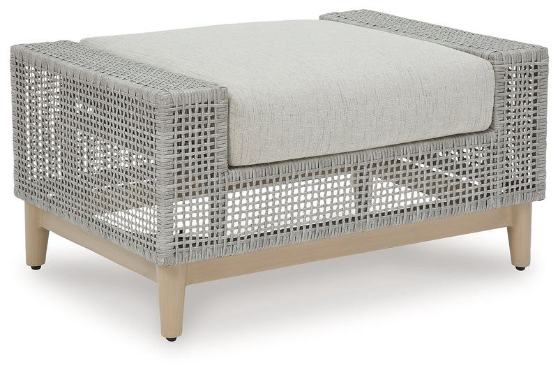 Seton Creek Outdoor Lounge Chair and Ottoman in Gray from Ashley - Lara Furniture