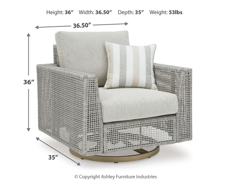 Seton Creek Outdoor Lounge Chair and Ottoman in Gray from Ashley - Lara Furniture