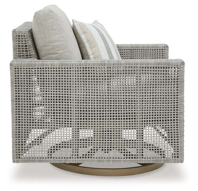 Seton Creek Outdoor Lounge Chair and Ottoman in Gray from Ashley - Lara Furniture